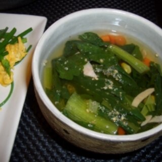 小松菜とハムの和風スープ